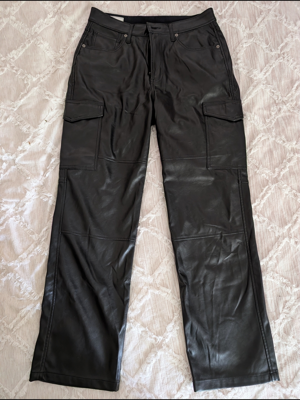 GAP Black Faux Leather Cargo Pants